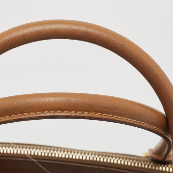 PRADA Brown Saffiano Lux Leather Small Double Zip Tote - Picture 7 of 8